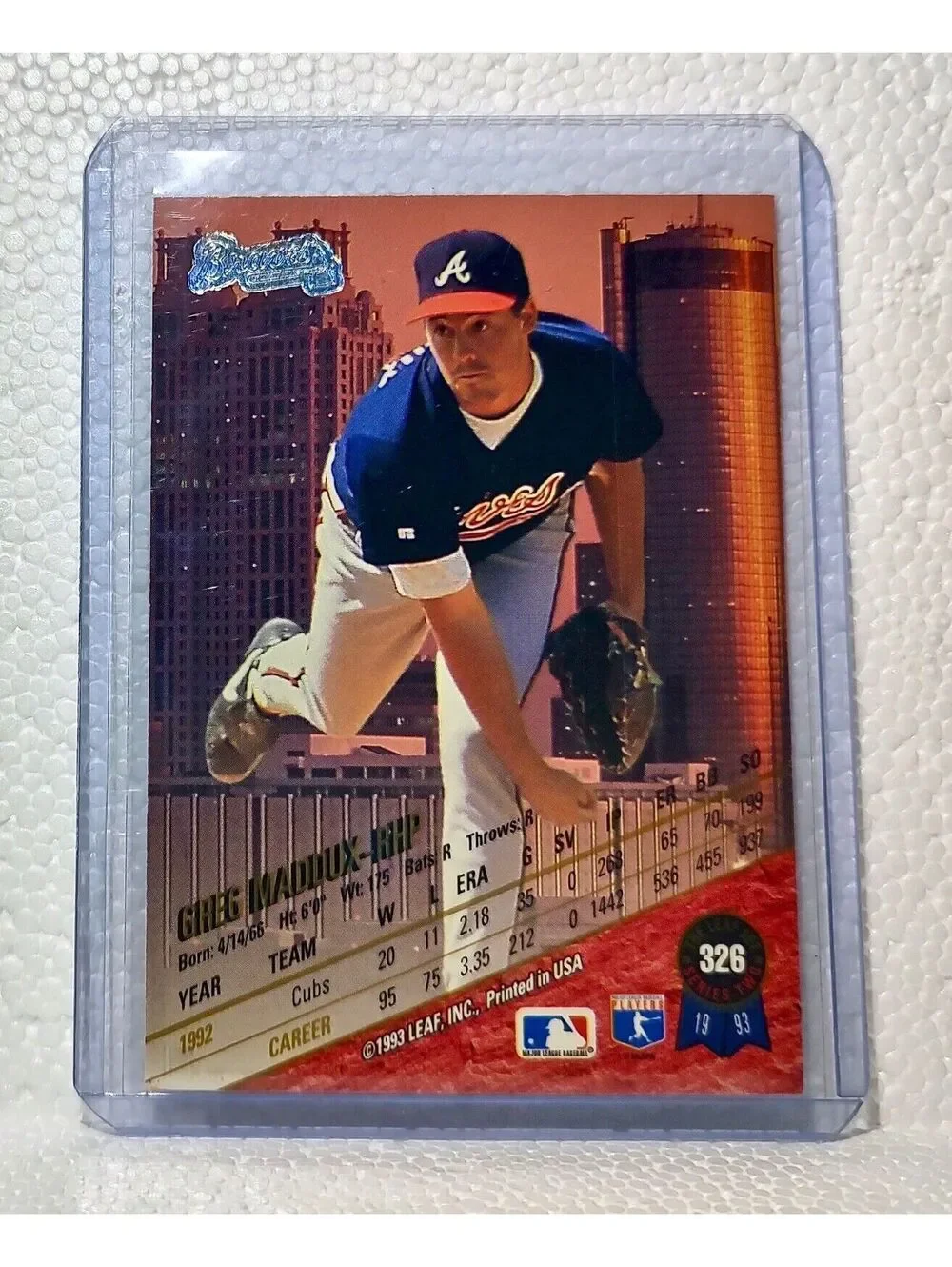Greg Maddux 1993 Leaf MLB #326 Baseball Card Atlanta Braves